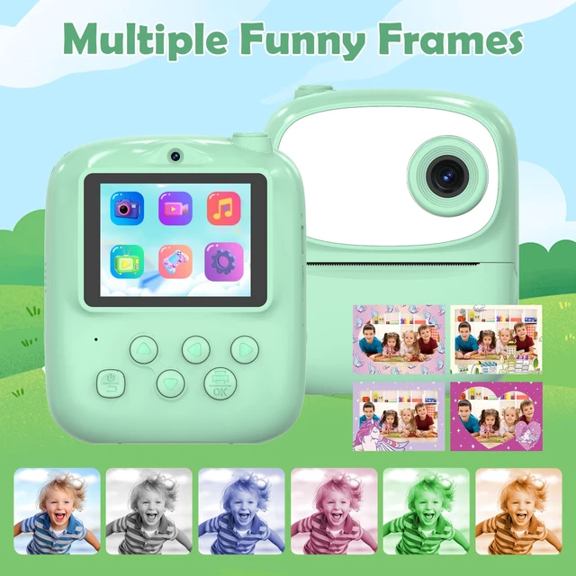 Alt view image 5 of 7 - Kids Camera Instant Print for Kids with Mirror, HD Dual-Lens Selfie Digital Camera with 3 Rolls Print Paper & 32GB Card, Holiday Birthday Gifts Toys for Girls Boys Toddler. (Green)