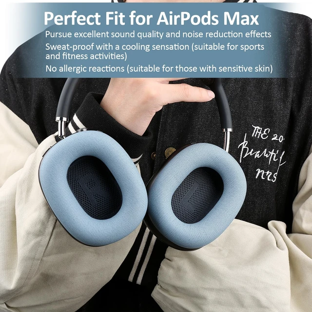 Alt view image 3 of 7 - Ear Cushions Compatible with AirPods Max, Blue Protein Leather, Gel& Memory Foam, For 2024 Version Airpods Max 2