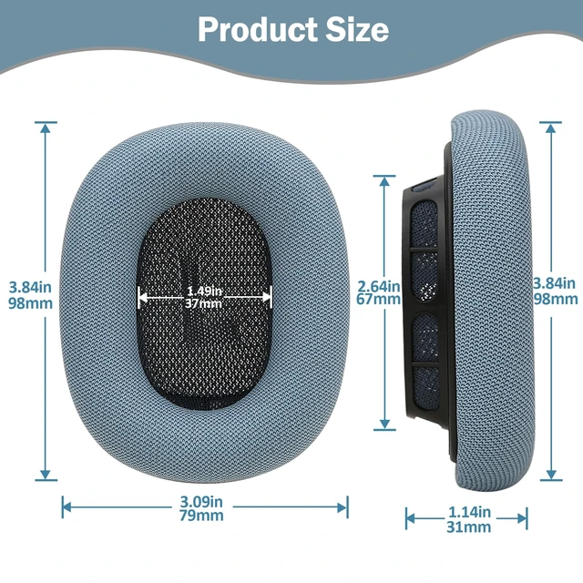 Alt view image 4 of 7 - Ear Cushions Compatible with AirPods Max, Blue Protein Leather, Gel& Memory Foam, For 2024 Version Airpods Max 2