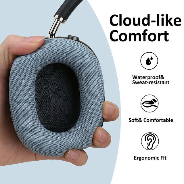 Alt view image 5 of 7 - Ear Cushions Compatible with AirPods Max, Blue Protein Leather, Gel& Memory Foam, For 2024 Version Airpods Max 2