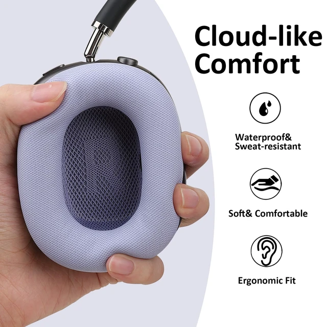 Alt view image 3 of 7 - Ear Cushions Compatible with AirPods Max, Purple Protein Leather, Gel& Memory Foam, For 2024 Version Airpods Max 2