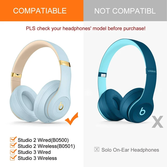 Alt view image 2 of 7 - Ear Pads Replacement for Beats Studio 3 - Earpad Cushions for Beats Studio 2 3 Wired Wireless - Headphone Cover Parts with Strong Adhesive (Crystal Blue)