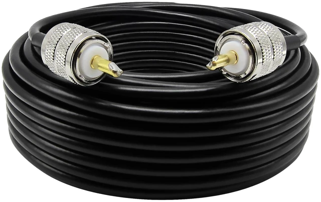 Main image of CB Coax Cable 50 Feet Solid Copper, UHF Male PL-259 to UHF Male PL-259 Low Loss, RG58 Coaxial Cable 50 Ohm Coax for CB Radio, Ham Radio, SWR Meter, Police Scanner, Antenna Tuner (50FT)