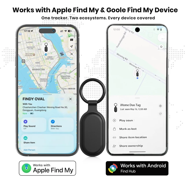 Alt view image 2 of 7 - Smart Tracker Tags, Key Finder PU Leather Bluetooth Tracker MFi and Google Certified, 4 Pack Item Finder with Keyring for Keychain, Wallet, Luggage, Backpack, Locator with Sound