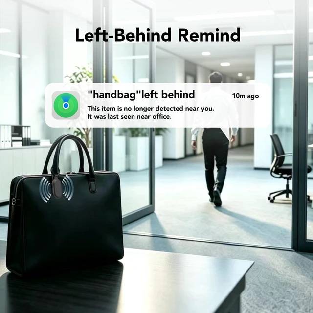 Alt view image 5 of 7 - Smart Tracker Tags, Key Finder PU Leather Bluetooth Tracker MFi and Google Certified, 4 Pack Item Finder with Keyring for Keychain, Wallet, Luggage, Backpack, Locator with Sound