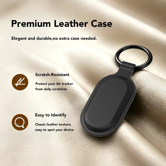 Alt view image 7 of 7 - Smart Tracker Tags, Key Finder PU Leather Bluetooth Tracker MFi and Google Certified, 4 Pack Item Finder with Keyring for Keychain, Wallet, Luggage, Backpack, Locator with Sound