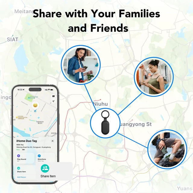 Alt view image 6 of 7 - Smart Tracker Tags, Key Finder PU Leather Bluetooth Tracker MFi and Google Certified, 4 Pack Item Finder with Keyring for Keychain, Wallet, Luggage, Backpack, Locator with Sound