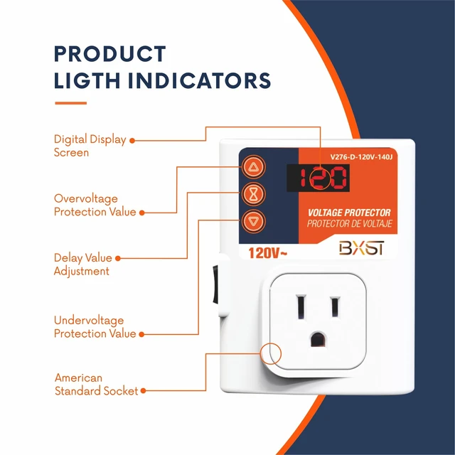 Alt view image 3 of 7 - Refrigerator Surge Protector LED Screen 140J Single Outlet Adjustable Low/High Voltage Protection Overload Power Surge Voltage Spike Guard for Home and Office Appliance 120V 15A 1800Watts