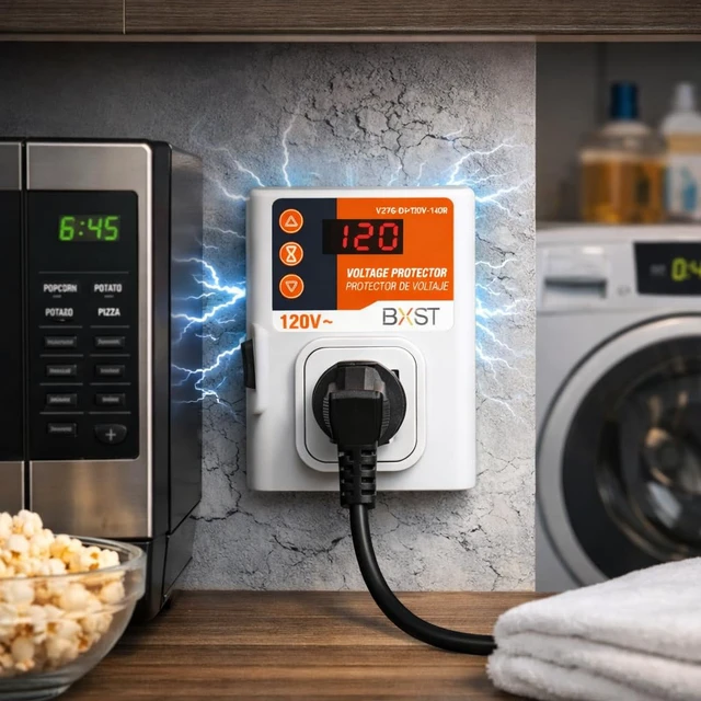 Alt view image 5 of 7 - Refrigerator Surge Protector LED Screen 140J Single Outlet Adjustable Low/High Voltage Protection Overload Power Surge Voltage Spike Guard for Home and Office Appliance 120V 15A 1800Watts