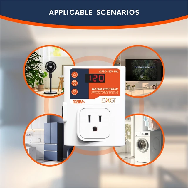 Alt view image 6 of 7 - Refrigerator Surge Protector LED Screen 140J Single Outlet Adjustable Low/High Voltage Protection Overload Power Surge Voltage Spike Guard for Home and Office Appliance 120V 15A 1800Watts