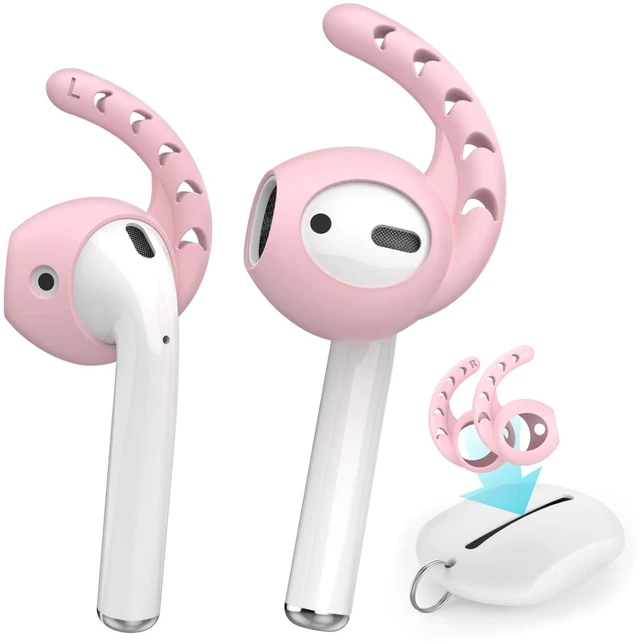Main image of 3 Pairs AirPods Ear Hooks Cover Silicone EarPods Tips Accessories Added Storage Pouch, Anti Slip, Secure Fit, Comfortable Silicone Ear Tips Compatible with Apple AirPods Headphones, Pink
