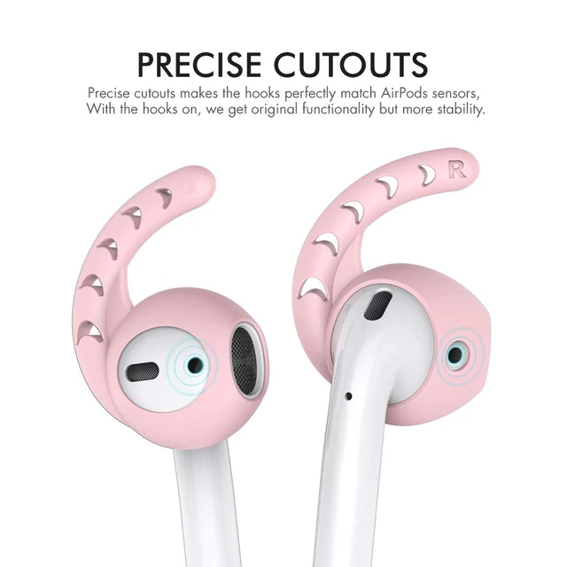 Alt view image 3 of 7 - 3 Pairs AirPods Ear Hooks Cover Silicone EarPods Tips Accessories Added Storage Pouch, Anti Slip, Secure Fit, Comfortable Silicone Ear Tips Compatible with Apple AirPods Headphones, Pink