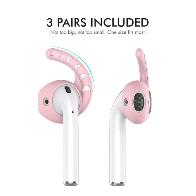 Alt view image 4 of 7 - 3 Pairs AirPods Ear Hooks Cover Silicone EarPods Tips Accessories Added Storage Pouch, Anti Slip, Secure Fit, Comfortable Silicone Ear Tips Compatible with Apple AirPods Headphones, Pink