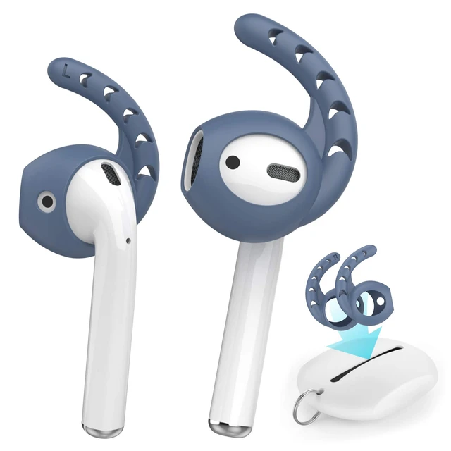Main image of 3 Pairs AirPods Ear Hooks Cover Silicone EarPods Tips Accessories Added Storage Pouch, Anti Slip, Secure Fit, Comfortable Silicone Ear Tips Compatible with Apple AirPods Headphones, Blue