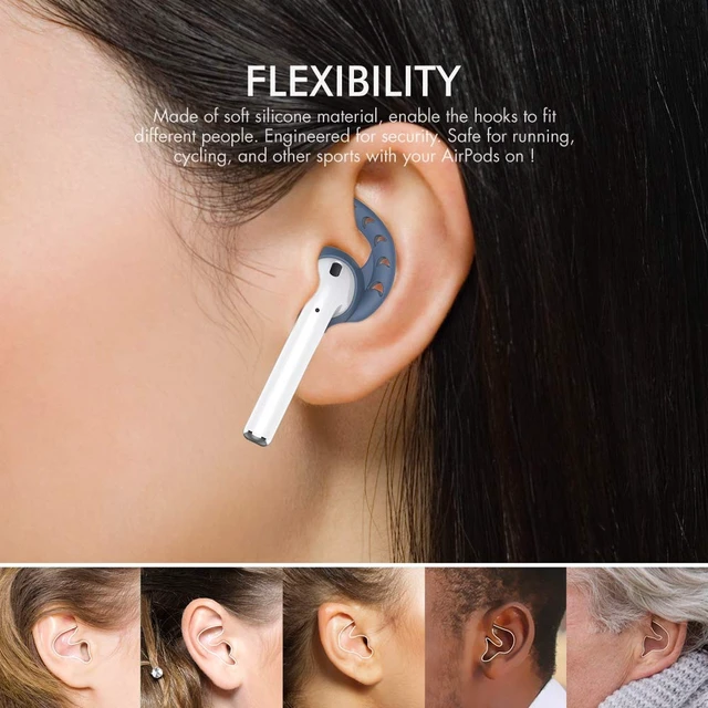 Alt view image 3 of 7 - 3 Pairs AirPods Ear Hooks Cover Silicone EarPods Tips Accessories Added Storage Pouch, Anti Slip, Secure Fit, Comfortable Silicone Ear Tips Compatible with Apple AirPods Headphones, Blue