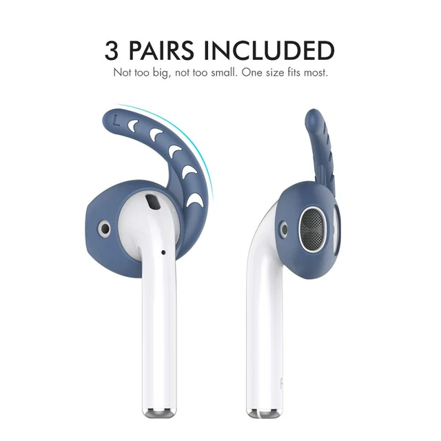 Alt view image 4 of 7 - 3 Pairs AirPods Ear Hooks Cover Silicone EarPods Tips Accessories Added Storage Pouch, Anti Slip, Secure Fit, Comfortable Silicone Ear Tips Compatible with Apple AirPods Headphones, Blue