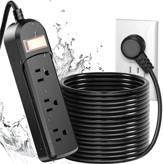 Main image of Outdoor Power Strip Weatherproof, 3 AC Outlets 25FT Extension Cord Wall Mountable, On/Off Switch, 13A/1625W Heavy Duty, for Patio Garden RV Outdoor