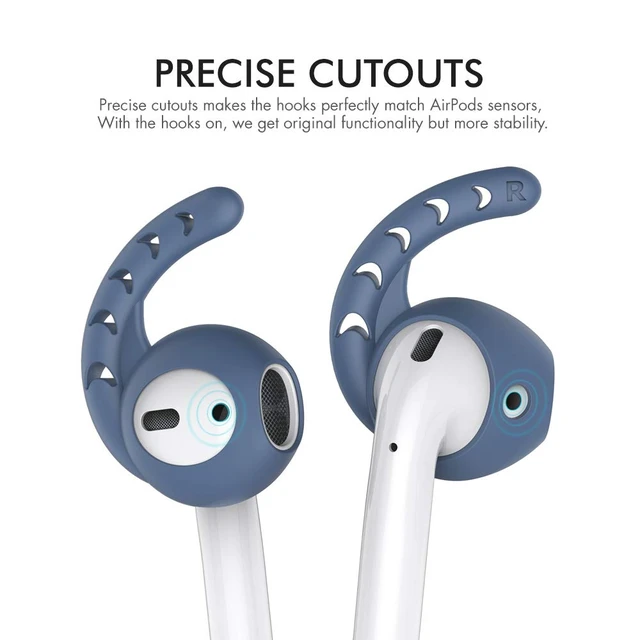 Alt view image 5 of 7 - 3 Pairs AirPods Ear Hooks Cover Silicone EarPods Tips Accessories Added Storage Pouch, Anti Slip, Secure Fit, Comfortable Silicone Ear Tips Compatible with Apple AirPods Headphones, Blue