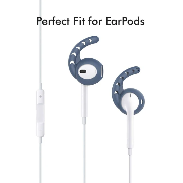 Alt view image 6 of 7 - 3 Pairs AirPods Ear Hooks Cover Silicone EarPods Tips Accessories Added Storage Pouch, Anti Slip, Secure Fit, Comfortable Silicone Ear Tips Compatible with Apple AirPods Headphones, Blue