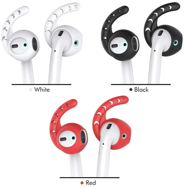 Alt view image 2 of 7 - 3 Pairs AirPods Ear Hooks Cover Silicone EarPods Tips Accessories Added Storage Pouch, Anti Slip, Secure Fit, Comfortable Silicone Ear Tips Compatible with Apple AirPods Headphones