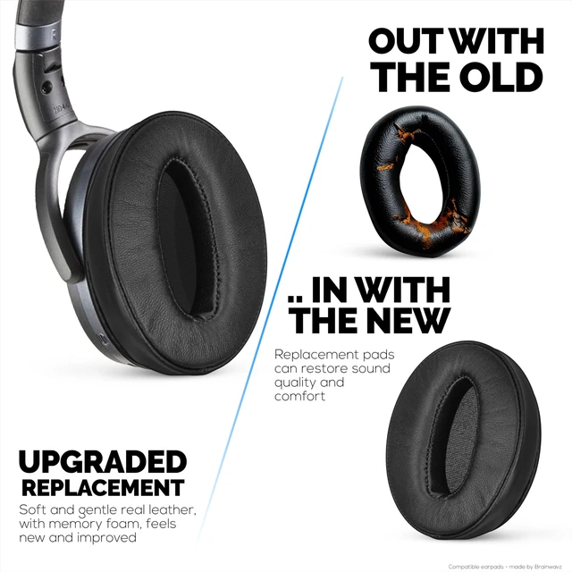 Alt view image 6 of 7 - Replacement Earpads for Sennheiser HD4.50BT HD4.50BTNC HD450BT HD4.50SE HD4.40BT HD4.30G HD4.20S HD458BT HD450 HD400S HD 350BT. Soft Real Leather + Memory Foam for Extra Comfort - By (Black)