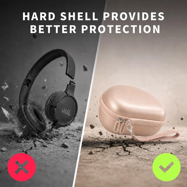 Alt view image 4 of 7 - Headphone Case for Beats/for JBL/for TOZO/for JLab/for Bose Hard EVA Shell, 3.3-In Deep Interior, Mesh Pocket & Detachable Strap for Travel and Storage, Brown, Case Only