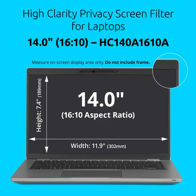 Alt view image 2 of 7 - High Clarity Privacy Screens Filter for 14 inch 16:10 Laptops, Easy Installation Privacy Filter, Anti-Glare, 2H Hardness Protection, Compatible with HP Lenovo Samsung Asus, HC140A1610A