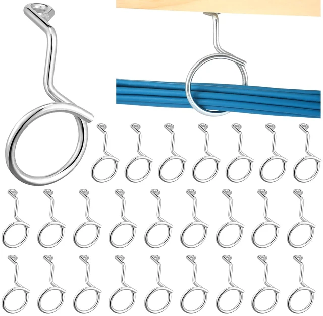 Main image of 25 Pcs Bridle Rings, 2 Inch Low Voltage Wire Cable Rings Screw Mount for Wood Concrete Brick, 2 Loop for Cat 6 Cat 7 Network, Metal Build, Secure Wire Management Solution