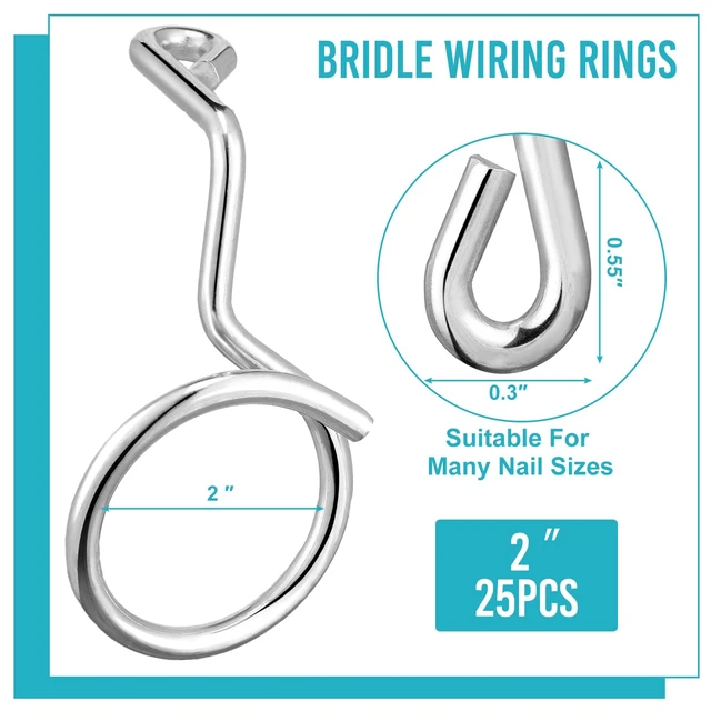 Alt view image 2 of 6 - 25 Pcs Bridle Rings, 2 Inch Low Voltage Wire Cable Rings Screw Mount for Wood Concrete Brick, 2 Loop for Cat 6 Cat 7 Network, Metal Build, Secure Wire Management Solution