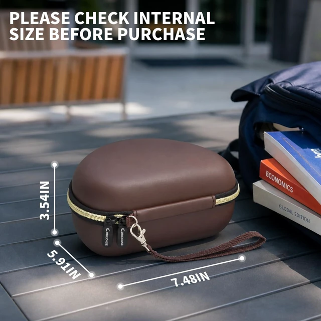 Alt view image 5 of 6 - Hard Headphone Case for Beats/for JBL/for TOZO&Foldable Headphone Crush-Resistant EVA Shell with Mesh Pocket for Cables, Fits Foldable Over-Ear Headphones for Travel, Brown, Case Only