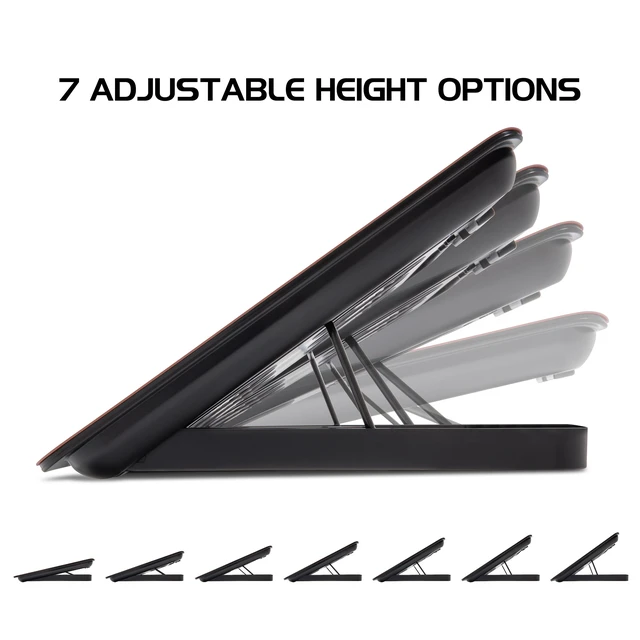 Alt view image 7 of 7 - Aluminum Laptop Cooling Pad, 6-Fan Laptop Cooler Stand for 17 Inch Laptops, 7-Height Adjustable Riser with Fan Speed Control, USB Data Pass-Through, Modern Design for Home Office School (Clay)