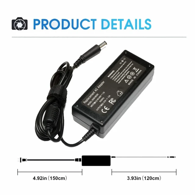 Alt view image 3 of 5 - 65W Laptop Charger Compatible with HP Pavilion G6 G7 DV7 DV6 DV5 DV4 G72 G71 G60 G61 G62 DM4, EliteBook 8440P 8460P 8460W, Probook 4320S 4420S 4430S Notebook 65W 18.5V 3.5A Power Supply
