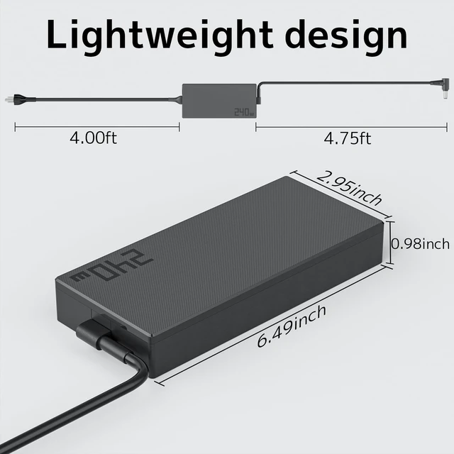 Alt view image 6 of 7 - 240W Gaming Laptop Charger, Fit for ASUS ROG TUF ADP-240EB B Power Adapter 20V 12A Stable High-Power Supply, 8.8ft Long Cord, Fast Charging, Temperature Control, For TUF A15 A16 F15 Rog Zephyrus strix