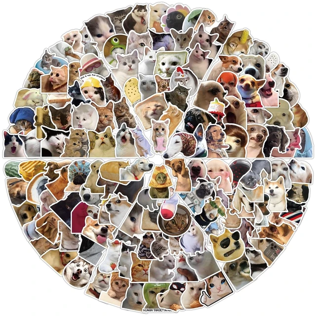 Main image of 300 Pcs Funny Cat and Dog Meme Stickers Pack, Realistic Pet Vinyl Stickers for Teens Adults, Waterproof Decals for Laptop, Water Bottle, Phone, Scrapbook