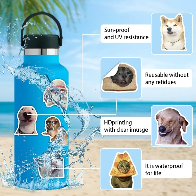 Alt view image 4 of 7 - 300 Pcs Funny Cat and Dog Meme Stickers Pack, Realistic Pet Vinyl Stickers for Teens Adults, Waterproof Decals for Laptop, Water Bottle, Phone, Scrapbook