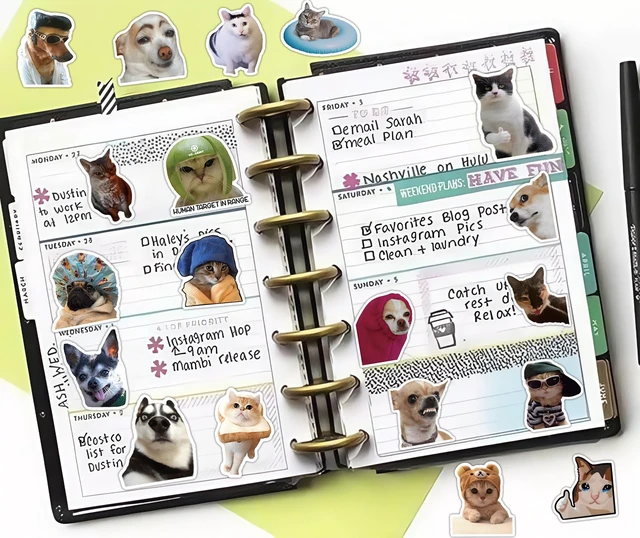 Alt view image 2 of 7 - 300 Pcs Funny Cat and Dog Meme Stickers Pack, Realistic Pet Vinyl Stickers for Teens Adults, Waterproof Decals for Laptop, Water Bottle, Phone, Scrapbook