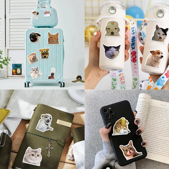 Alt view image 7 of 7 - 300 Pcs Funny Cat and Dog Meme Stickers Pack, Realistic Pet Vinyl Stickers for Teens Adults, Waterproof Decals for Laptop, Water Bottle, Phone, Scrapbook