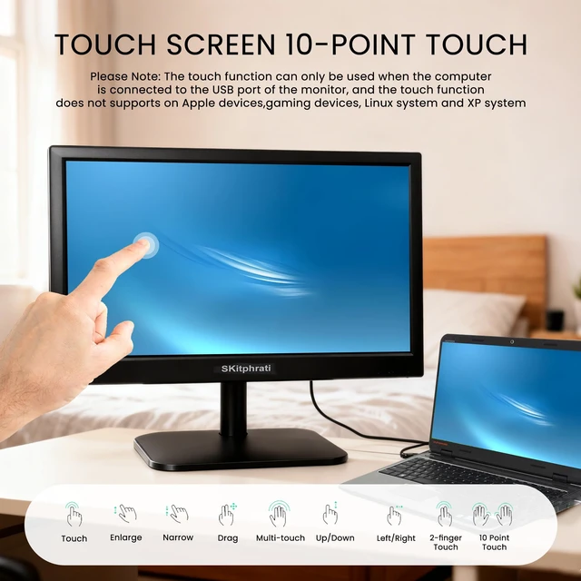 Alt view image 2 of 7 - 15 inch 1920x1080 Touchscreen Monitor 10-Point Multi Touch Screen with HDMI, VGA, 60Hz, 16:9 Aspect Ratio, VESA, Secondary Monitor for PC Computer Windows