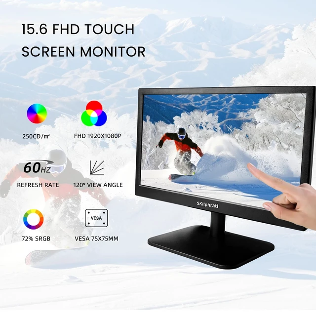 Alt view image 5 of 7 - 15 inch 1920x1080 Touchscreen Monitor 10-Point Multi Touch Screen with HDMI, VGA, 60Hz, 16:9 Aspect Ratio, VESA, Secondary Monitor for PC Computer Windows