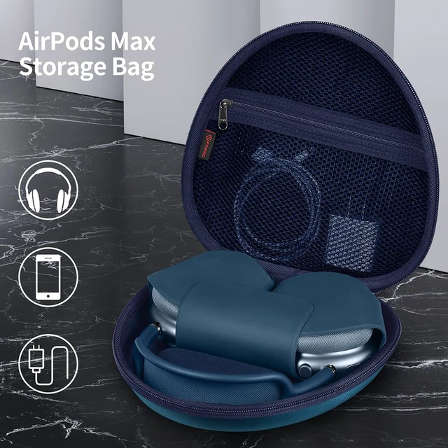 Alt view image 3 of 7 - Hard Case for AirPods Max 2 (2026) and AirPods Max 1 (2024/2020) Travel Carrying Storage Bag, Shockproof, Protective, Auto Wake/Sleep, Navy Blue