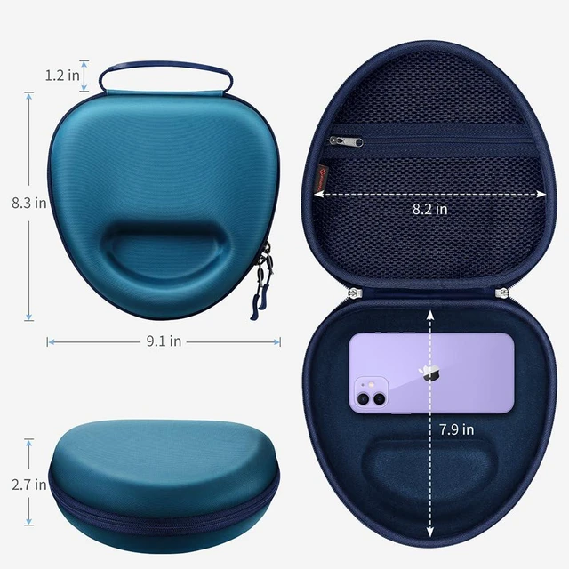 Alt view image 6 of 7 - Hard Case for AirPods Max 2 (2026) and AirPods Max 1 (2024/2020) Travel Carrying Storage Bag, Shockproof, Protective, Auto Wake/Sleep, Navy Blue