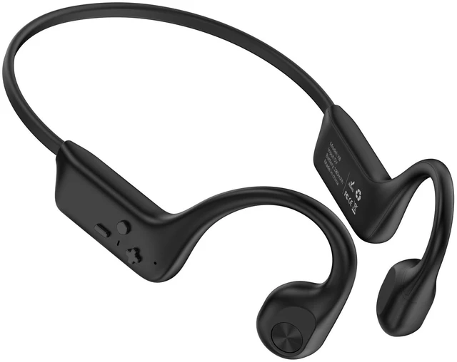 Main image of Bone Conduction Headphones with Mic, Open Ear Earbuds Type-C Quick Charge, Long Battery Life, IPX5 Sweatproof, Lightweight Comfortable for Gym, Sports, and Driving-Black