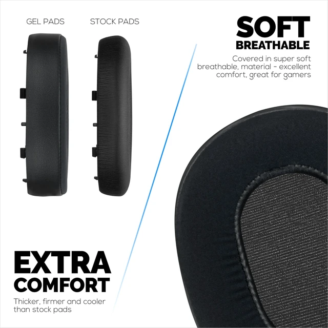 Alt view image 4 of 7 - Hybrid Gel Earpads for Sony WH 1000XM5 Headphones, Cool Gel, Super Soft Fabric, PU Leather & Thicker Memory Foam for Additional Comfort, By