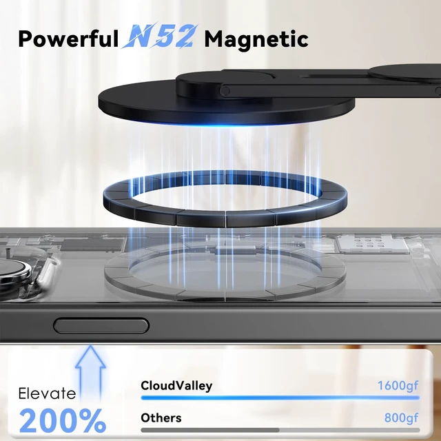 Alt view image 2 of 7 - Magnetic Laptop Phone Holder, 360° Rotating Mount, Black Compatible with iPhone MagSafe and All Phones, MacBook, PC Monitor, Screen Stand for Tesla, Portable Accessory