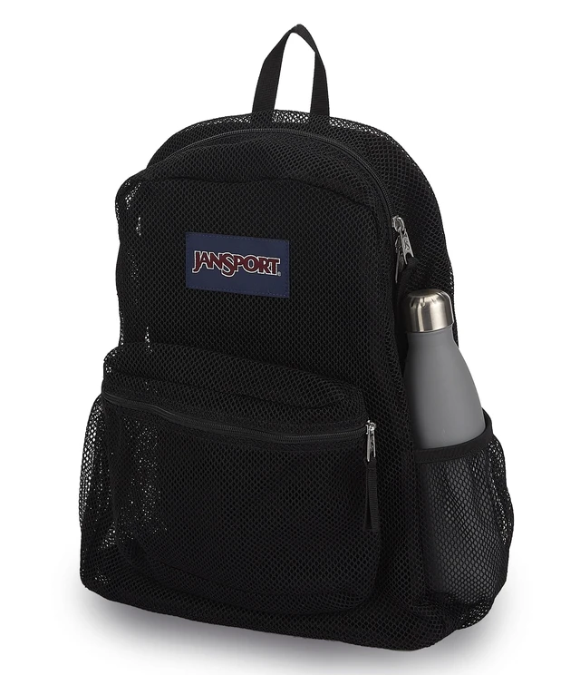 Alt view image 2 of 7 - Eco Mesh Backpack 33L 15 inch Laptop Bag, Black Breathable Semi-Transparent Daypack, Durable Bottom, Water Bottle Pockets Backpacks