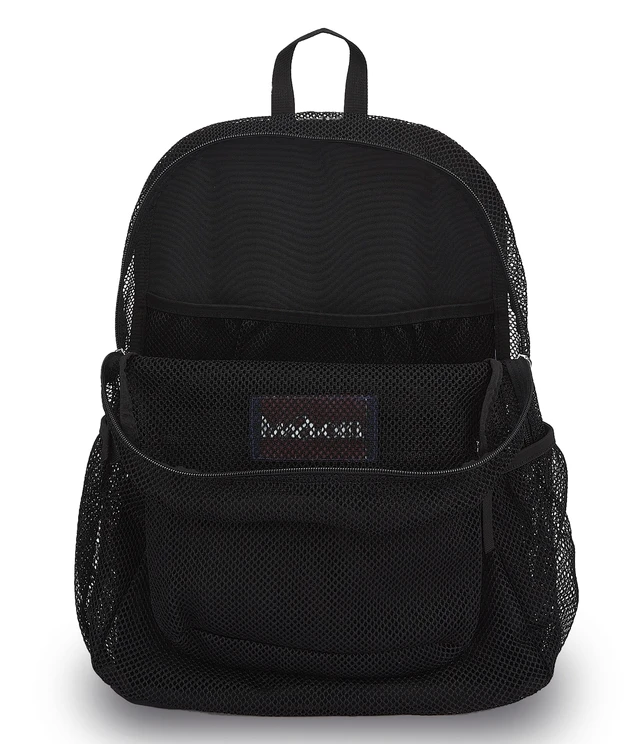Alt view image 6 of 7 - Eco Mesh Backpack 33L 15 inch Laptop Bag, Black Breathable Semi-Transparent Daypack, Durable Bottom, Water Bottle Pockets Backpacks
