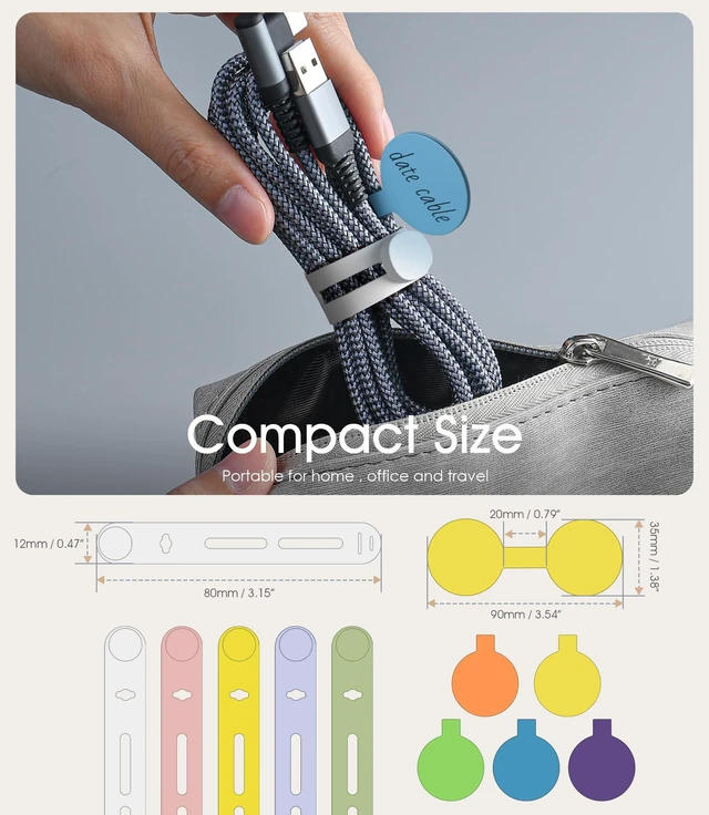 Alt view image 2 of 6 - 45Pcs Cable Labels and Silicone Cable Ties Set for Electronics 30 Cable Ties+15 Cord Labels for Organizing Wires and Identification, Reusable Cable Management Set, Multicolor