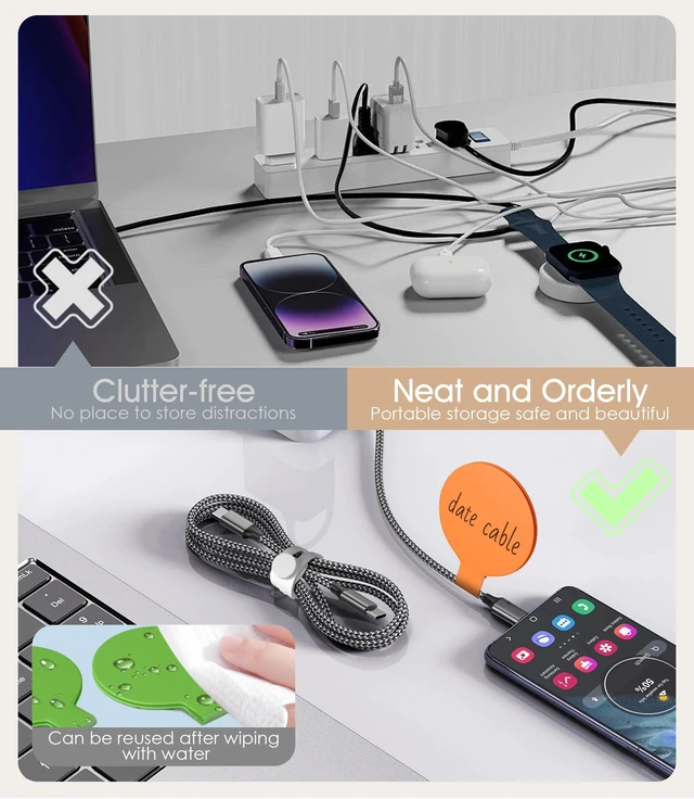 Alt view image 4 of 6 - 45Pcs Cable Labels and Silicone Cable Ties Set for Electronics 30 Cable Ties+15 Cord Labels for Organizing Wires and Identification, Reusable Cable Management Set, Multicolor