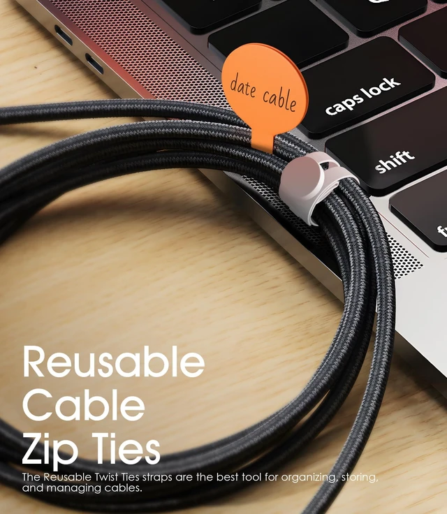 Alt view image 6 of 6 - 45Pcs Cable Labels and Silicone Cable Ties Set for Electronics 30 Cable Ties+15 Cord Labels for Organizing Wires and Identification, Reusable Cable Management Set, Multicolor
