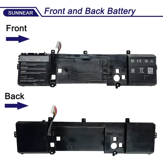 Alt view image 3 of 6 - 191YN Laptop Battery for Dell Alienware 15 R1 R2 ALW15ED ALW15CD ALW15ER Series 410GJ 2F3W1 08NH55 92Wh 6000mAh